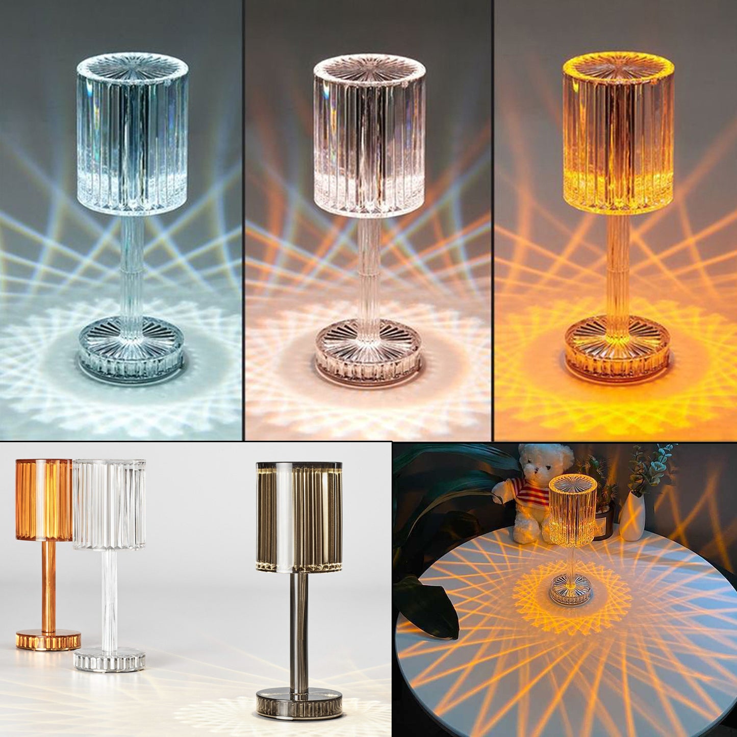 New Crystal Table Lamp with Remote Control – Romantic LED Night Light