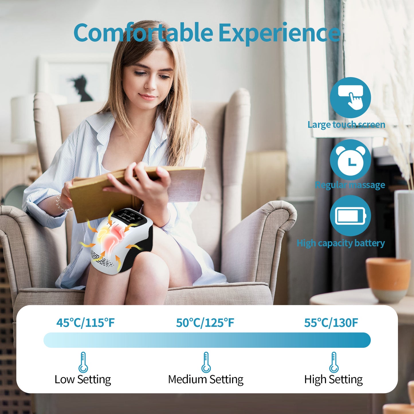 Intelligent Knee Massager – Wireless Relief with Adjustable Heat and Vibration